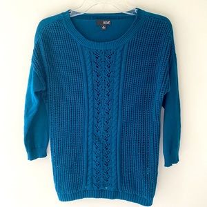 A.N.A Women’s Long Sleeve Knit Sweater Medium M Blue Crewneck Ribbed Textured